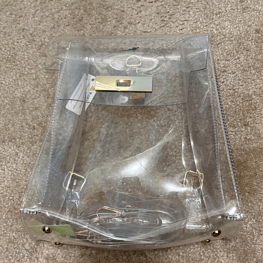 Transparent Clear Handbag with Gold Accents